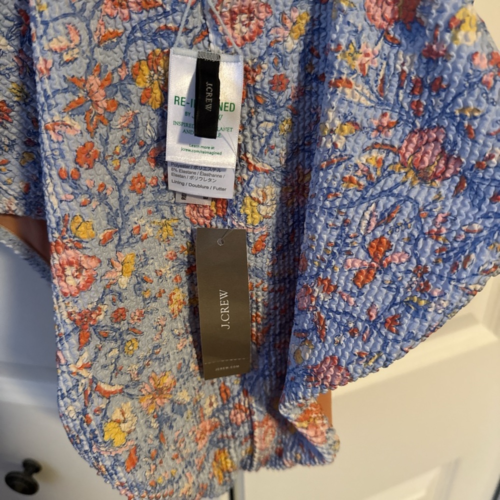 J. Crew Floral Print One Piece Swimsuit - Light Blue and Peach - Picture 5 of 5